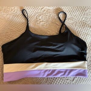 Zyia Colorblock Bra, size XXL. Black, white, purple. Adjustable straps.